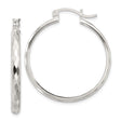 Sterling Silver Hoop Earrings, Diamond Cut Textured Design with High Polish Finish