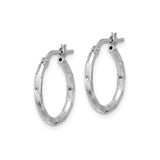 Sterling Silver Hoop Earrings, Polished Diamond Cut Faceted Design with Textured Finish