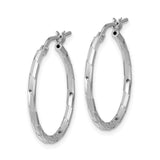 Sterling Silver Hoop Earrings, Lightweight Diamond Cut Polished Round Design for Women