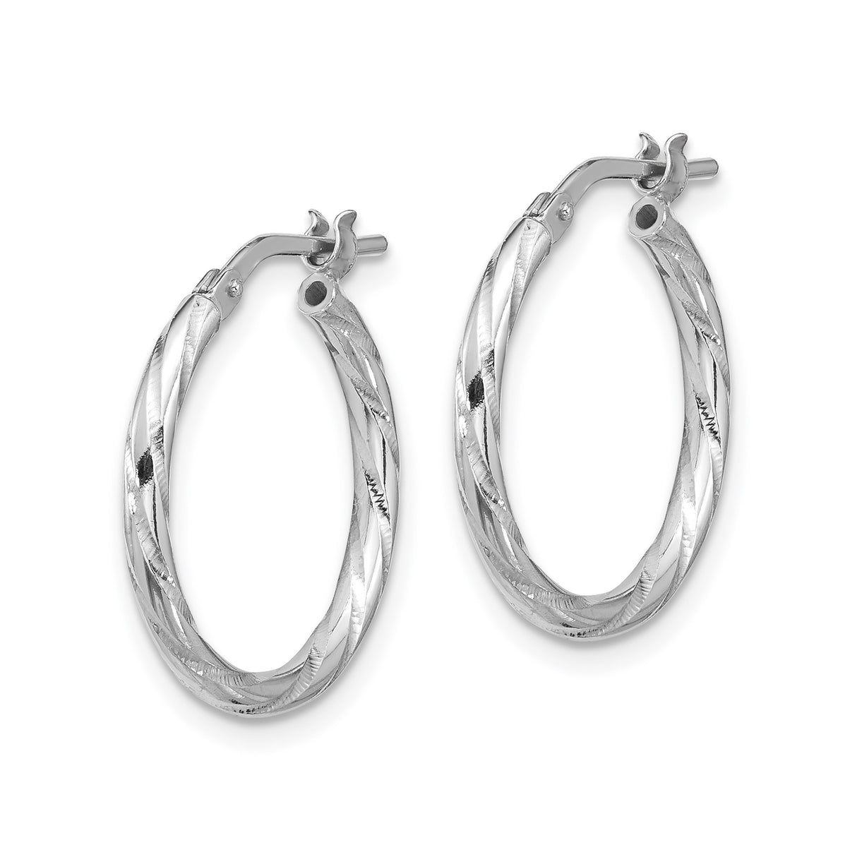 Sterling Silver Twisted Hoop Earrings, Polished and Diamond-Cut Textured Hoops, Medium Size