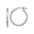 Sterling Silver Twisted Hoop Earrings, Polished and Diamond-Cut Textured Hoops, Medium Size