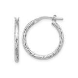 Sterling Silver Twisted Hoop Earrings, Polished and Diamond-Cut Textured Hoops, Medium Size