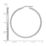 Sterling Silver Hoop Earrings with Textured Finish and Oval Cut-Out Accents