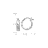 Sterling Silver Hoop Earrings with Twisted Rope Design and Diagonal Detailing