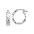 Sterling Silver Hoop Earrings with Twisted Rope Design and Diagonal Detailing