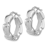Sterling Silver Hoop Earrings with Bold Bamboo Design and Polished Finish