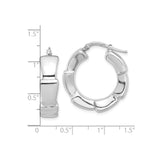 Sterling Silver Hoop Earrings with Bold Bamboo Design and Polished Finish