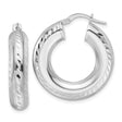 Sterling Silver Hoop Earrings with Polished Finish and Diamond Cut Twist Design