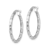 Sterling Silver Twisted Hoop Earrings, Diamond Cut Texture, Polished Modern Style for Women