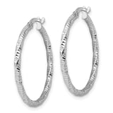 Sterling Silver Twisted Hoop Earrings with Hammered High Polish Finish, Lightweight Textured Design