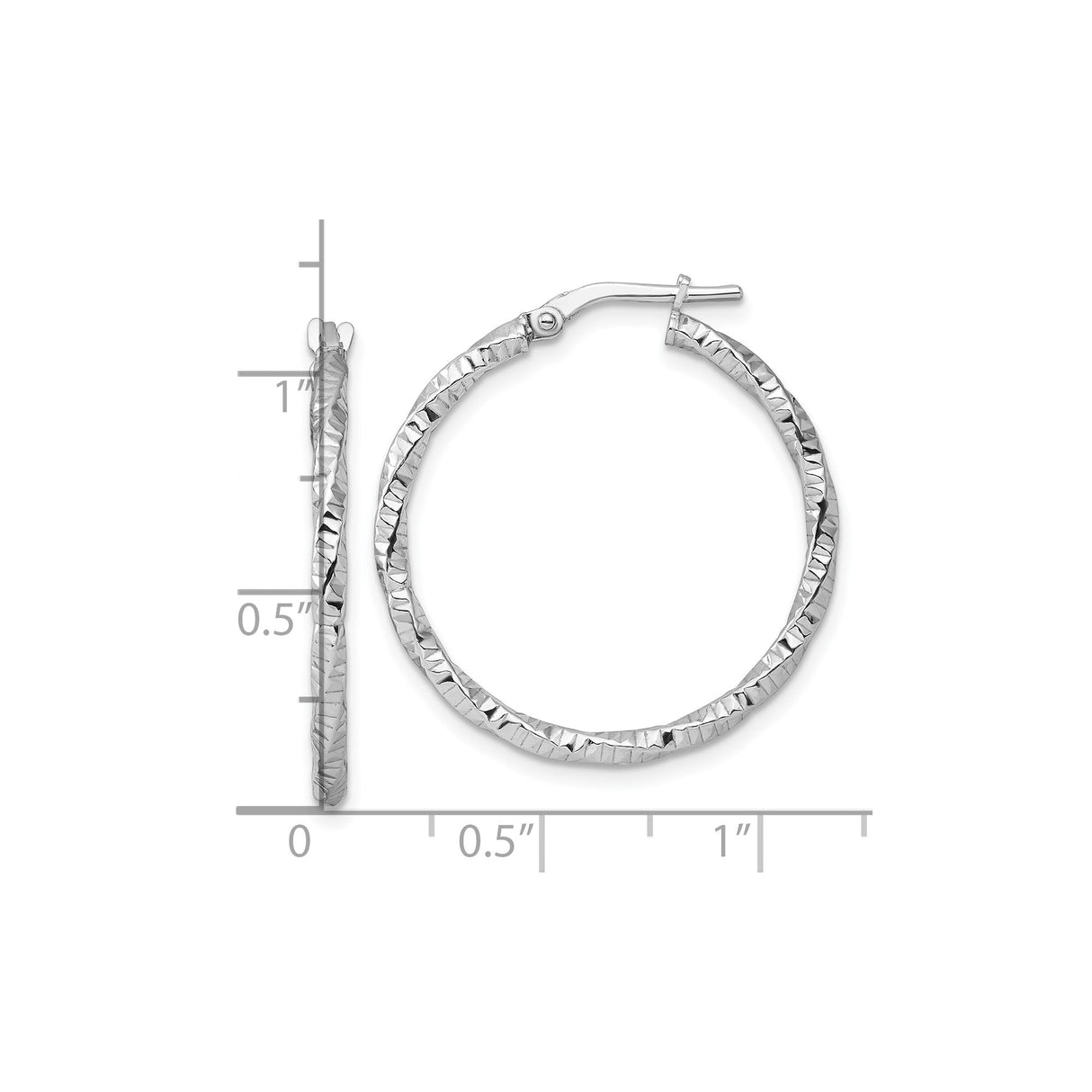 Sterling Silver Twisted Hoop Earrings with Hammered High Polish Finish, Lightweight Textured Design