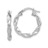 Sterling Silver Twisted Hoop Earrings with Polished Rope Design for Women