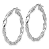 Sterling Silver Twisted Hoop Earrings with Polished and Textured Rope Design