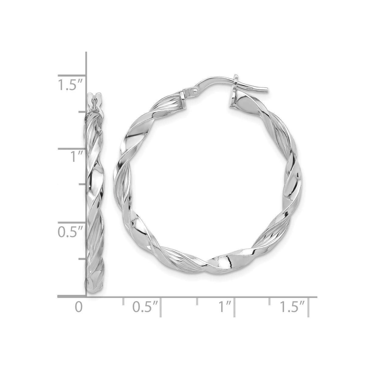 Sterling Silver Twisted Hoop Earrings with Polished and Textured Rope Design