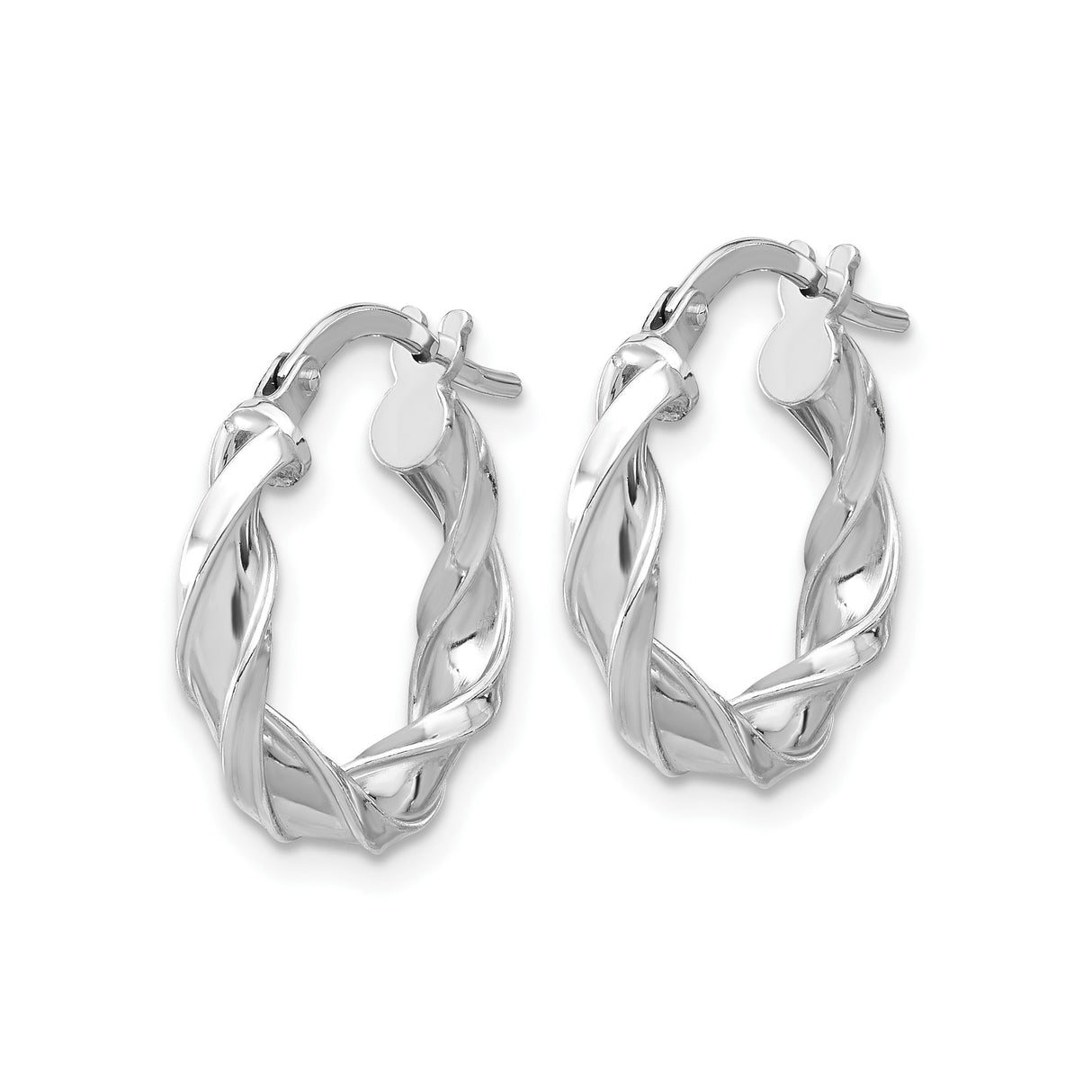 Sterling Silver Twisted Hoop Earrings with Polished Braid Design, Lightweight Interwoven Style