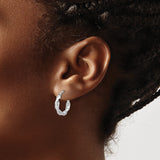 Sterling Silver Twisted Hoop Earrings with Polished Braid Design, Lightweight Interwoven Style