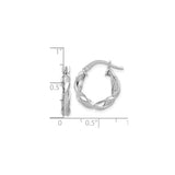 Sterling Silver Twisted Hoop Earrings with Polished Braid Design, Lightweight Interwoven Style