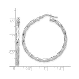 Sterling Silver Twisted Hoop Earrings, Polished Rope Style Medium Hoops for Women