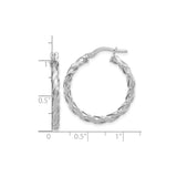 Sterling Silver Twist Hoop Earrings, Polished Rope Style, Lightweight Round Design for Women