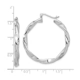 Sterling Silver Twisted Hoop Earrings with Polished Textured Finish, Lightweight Modern Design