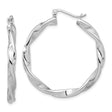 Sterling Silver Twisted Hoop Earrings with Polished Textured Finish, Lightweight Modern Design