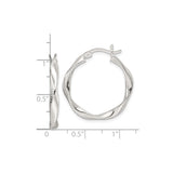 Sterling Silver Twisted Hoop Earrings with Ridged Texture and High Polish Finish