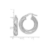 Sterling Silver Twisted Hoop Earrings with Braided Textured Design