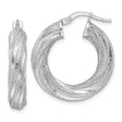 Sterling Silver Twisted Hoop Earrings with Braided Textured Design