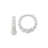 Sterling Silver Hoop Earrings with Scalloped Bead Design, Lightweight Hinged Minimalist Style
