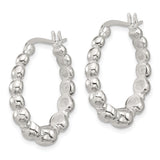 Sterling Silver Hoop Earrings with Graduated Polished Beads, Classic Round Minimalist Design