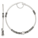 Sterling Silver Bangle Bracelet, Balinese Style with Swirl Pattern and Rope Accents