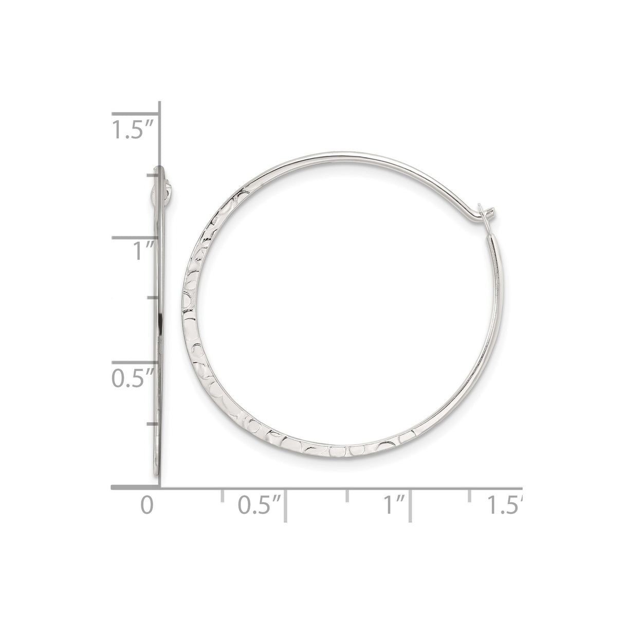 Sterling Silver Hoop Earrings, Large Textured Hoops with Hammered Finish, Modern Minimalist Style
