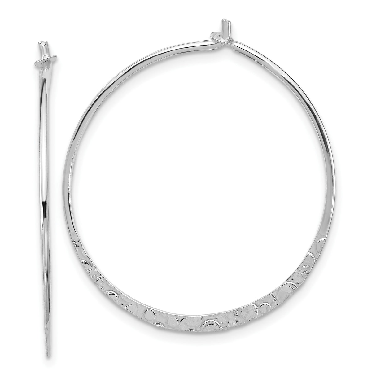Sterling Silver Hoop Earrings, Large Textured Hoops with Hammered Finish, Modern Minimalist Style