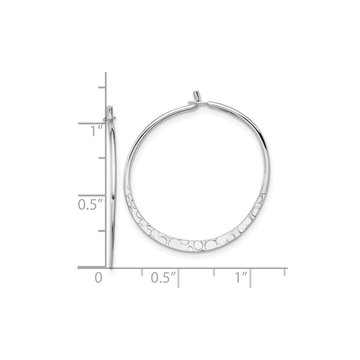 Sterling Silver Hoop Earrings with Textured Hammered Finish, Lightweight Medium Round Style