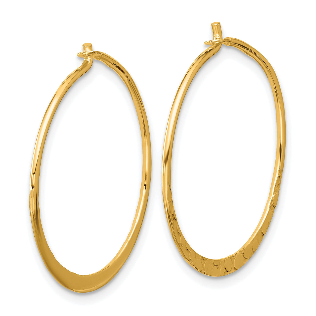 Sterling Silver Hoop Earrings with Gold Plating and Hammered Texture, Lightweight Modern Design
