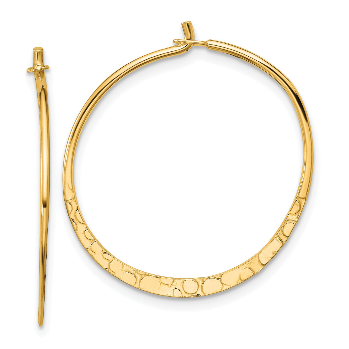 Sterling Silver Hoop Earrings with Gold Plating and Hammered Texture, Lightweight Modern Design
