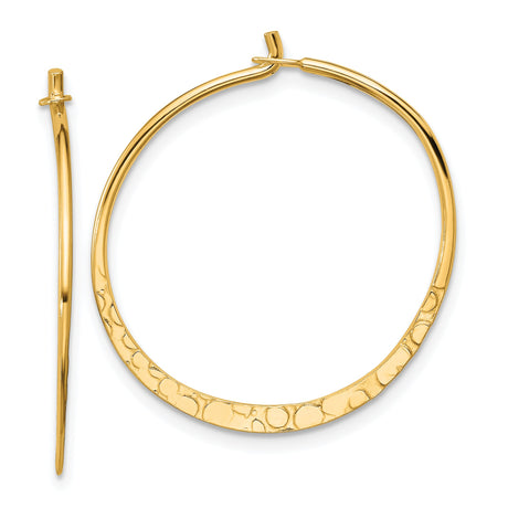 Sterling Silver Hoop Earrings with Gold Plating and Hammered Texture, Lightweight Modern Design