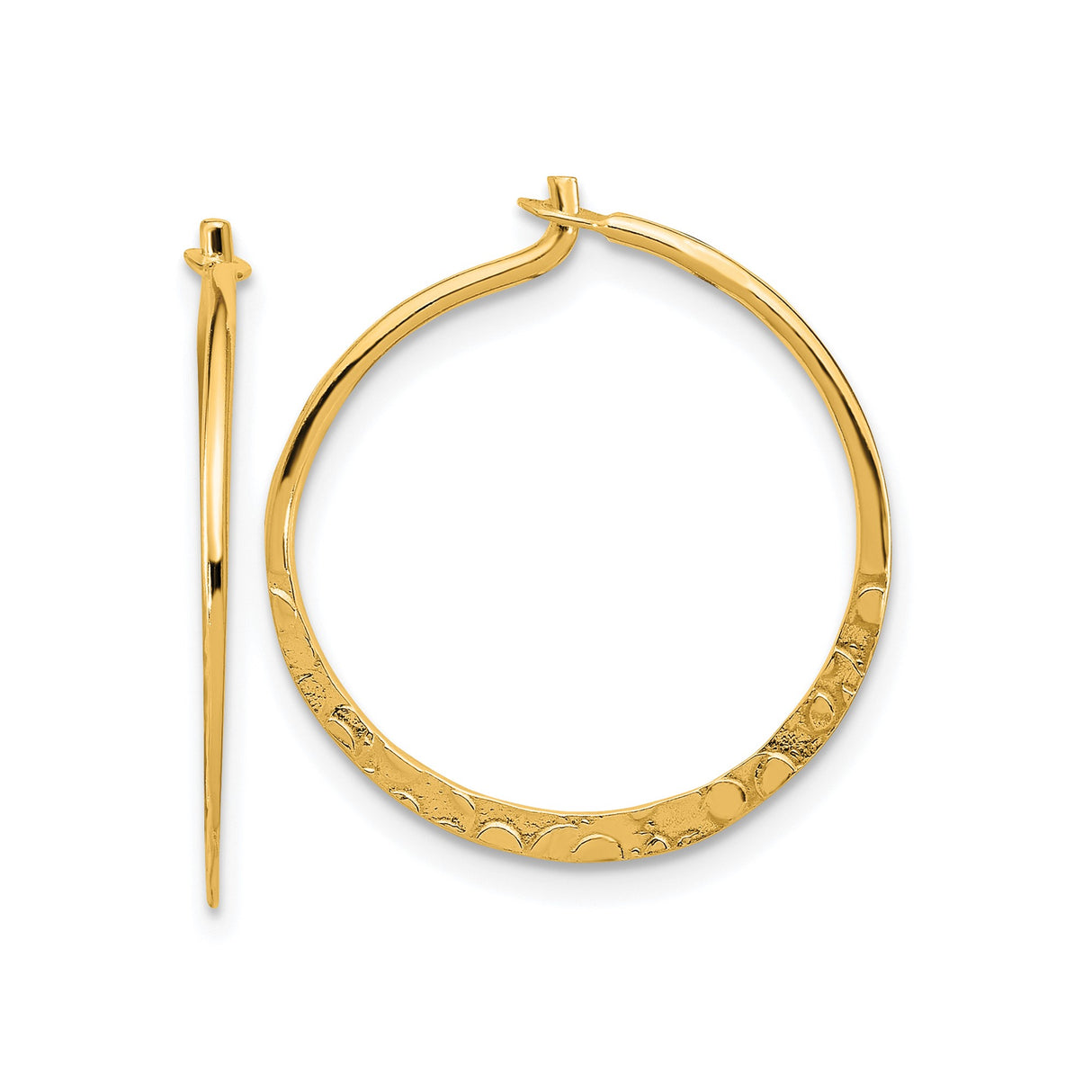 Sterling Silver Gold Plated Hoop Earrings, Hammered Texture, Modern Minimalist Design