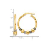 Sterling Silver Hoop Earrings with 14k Gold Plated Beads and Twisted Rope Spacers for Women