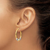 Sterling Silver and 14k Yellow Gold Hoop Earrings, Bali Style Scrollwork Design for Women