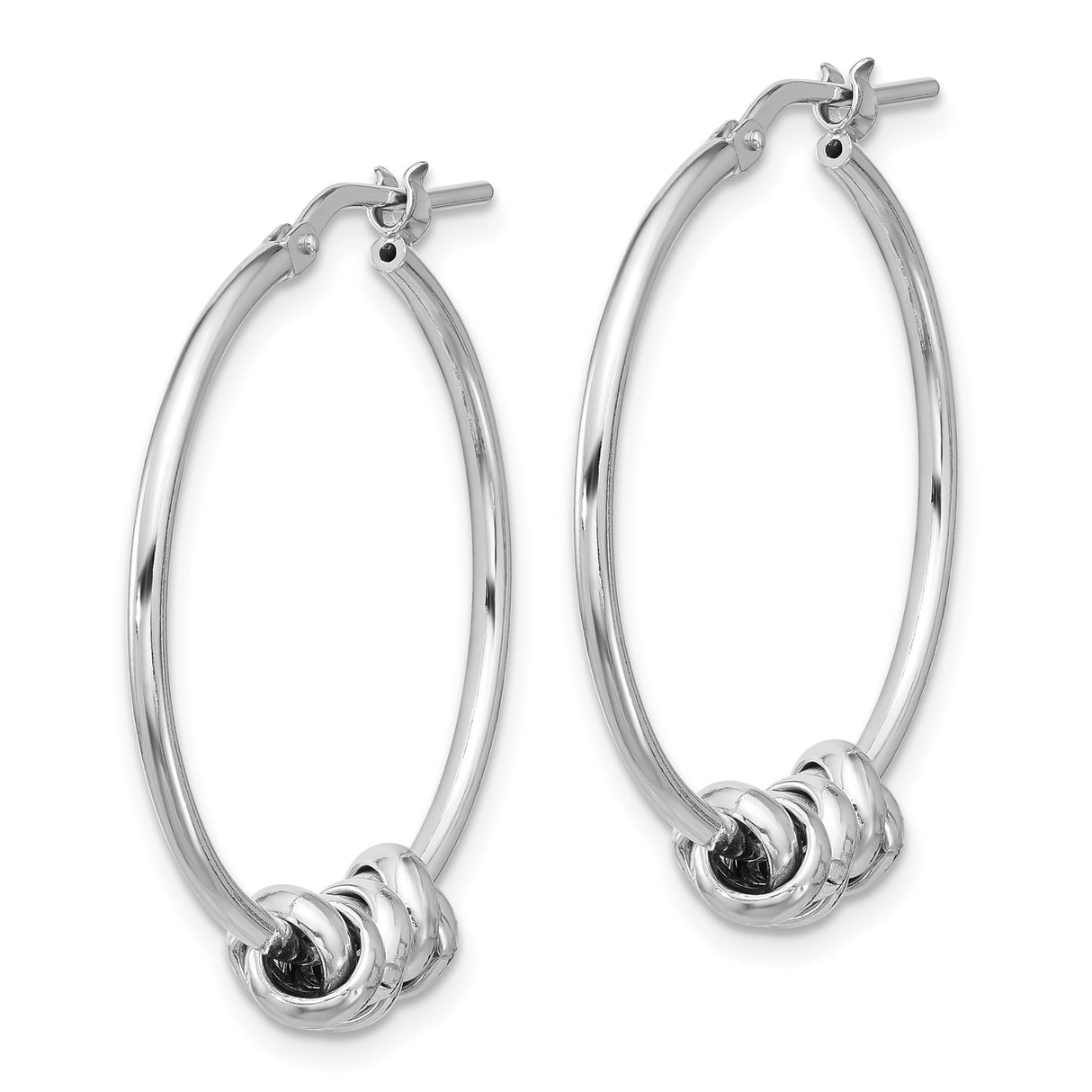 Sterling Silver Knot Hoop Earrings with Intertwined Three Bead Design