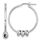 Sterling Silver Knot Hoop Earrings with Intertwined Three Bead Design