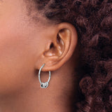 Sterling Silver Hoop Earrings with Polished Love Knot Charms, Symbol of Eternal Love and Unity