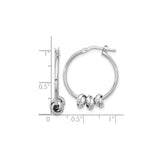 Sterling Silver Hoop Earrings with Polished Love Knot Charms, Symbol of Eternal Love and Unity