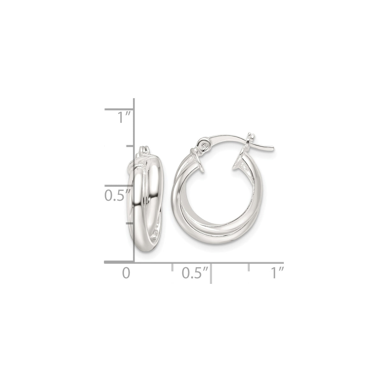 Sterling Silver Double Hoop Earrings, Twisted Polished Loop Style for Women