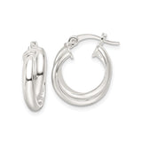 Sterling Silver Double Hoop Earrings, Twisted Polished Loop Style for Women