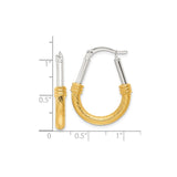 Sterling Silver and 14k Gold Plated Twisted Rope Hoop Earrings, Two-Tone Textured Design