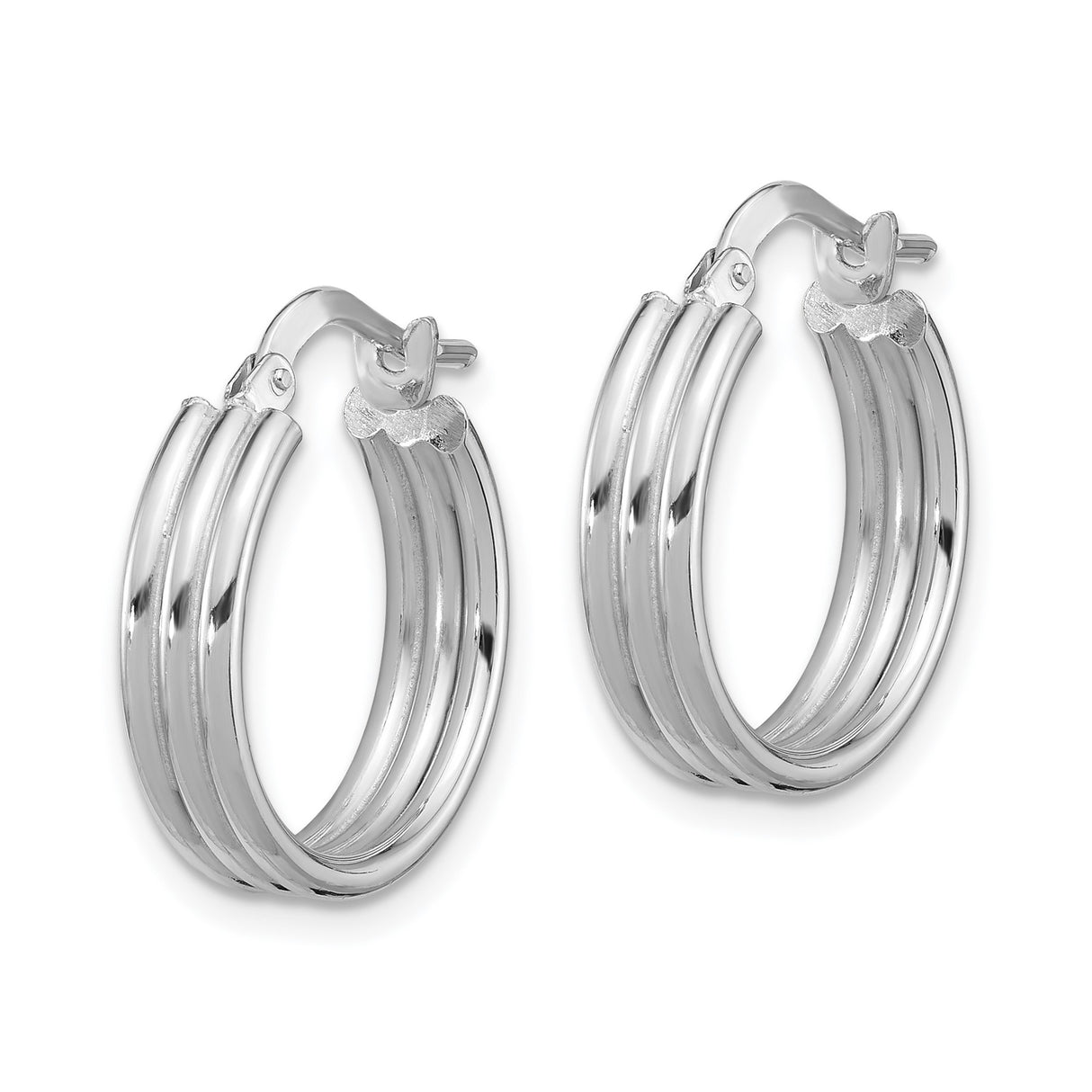 Sterling Silver Triple Hoop Earrings with Polished Finish and Layered Design