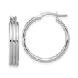 Sterling Silver Hoop Earrings with Triple Band Design and Latch Back Closure