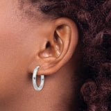 Sterling Silver Hoop Earrings, Triple Ridge Hinged Hoops, Polished Finish, Minimalist Style